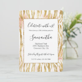 Gold Blush Pink Zebra Print Kaart