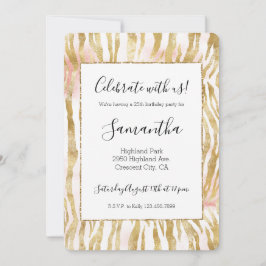 Gold Blush Pink Zebra Print Kaart