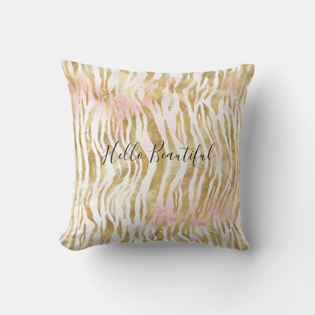 Gold Blush Pink Zebra Print          Kussen (Voorkant)