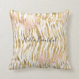 Gold Blush Pink Zebra Print          Kussen
