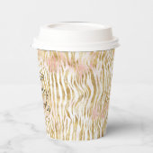 Gold Blush Pink Zebra Print Papieren Bekers (Links)