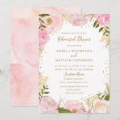 Gold Blush Roos Floral Wedding Rehearsal Dinner Kaart (Voorkant / Achterkant)