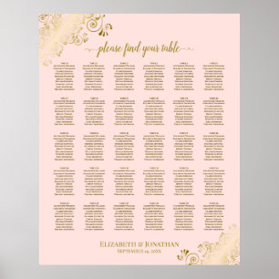 Gold & Blush roze 30-tafel bruiloft Poster