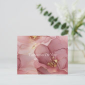 Gold Blush Roze Bloemen Denken aan jou Briefkaart (Staand voorkant)