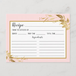 Gold Blush Roze Botanische Foliage Recipcard Briefkaart