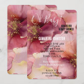 Gold Blush Roze Bourgogne Bloemen Baby shower Kaart (Voorkant / Achterkant)