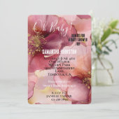 Gold Blush Roze Bourgogne Bloemen Baby shower Kaart (Staand voorkant)