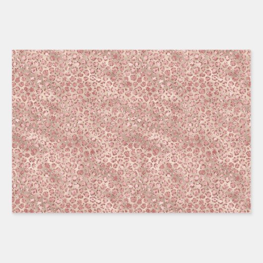 Gold Blush Roze Glitter Leopard Print Inpakpapier Vel (Voorkant)