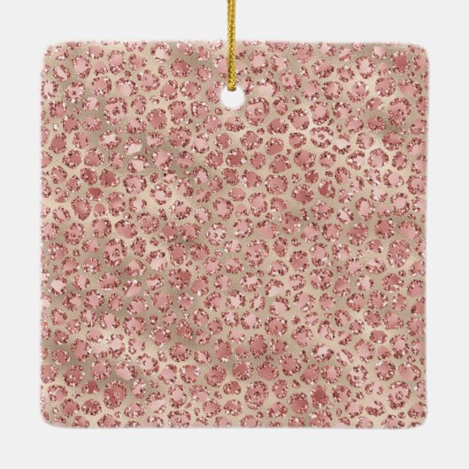 Gold Blush Roze Glitter Leopard Print Keramisch Ornament (Achterkant)