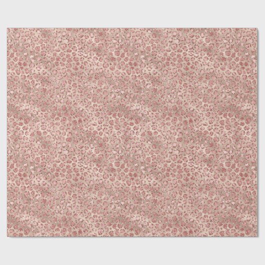 Gold Blush Roze Glitzy Glitter Leopard Print Cadeaupapier (Vlak)