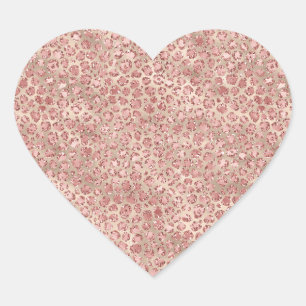 Gold Blush Roze Glitzy Glitter Leopard Print Hart Sticker