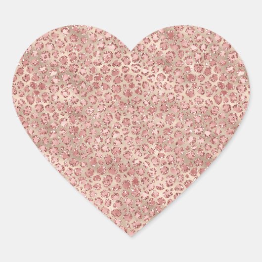Gold Blush Roze Glitzy Glitter Leopard Print Hart Sticker (Voorkant)