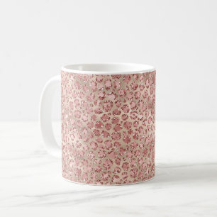 Gold Blush Roze Glitzy Glitter Leopard Print Koffiemok