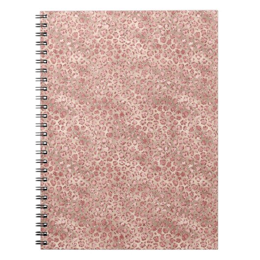 Gold Blush Roze Glitzy Glitter Leopard Print Notitieboek (Voorkant)