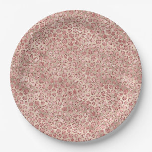 Gold Blush Roze Glitzy Glitter Leopard Print Papieren Bordje