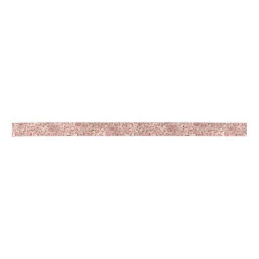 Gold Blush Roze Glitzy Glitter Leopard Print Satijnen Lint (Voorkant)
