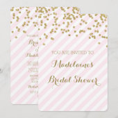 Gold Blush Roze Stripes Bridal Shower-uitvindingen Kaart (Voorkant / Achterkant)