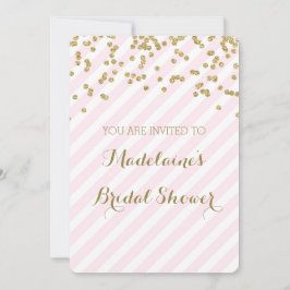 Gold Blush Roze Stripes Bridal Shower-uitvindingen Kaart