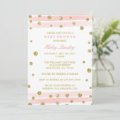 Gold + Blush Roze Waterverf Baby shower Uitnodigt Kaart (Staand voorkant)