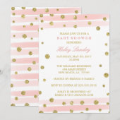 Gold + Blush Roze Waterverf Baby shower Uitnodigt Kaart (Voorkant / Achterkant)
