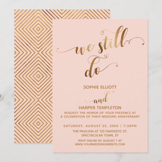 Gold Blush We doen nog steeds typografie Jubileum Kaart (Voorkant / Achterkant)