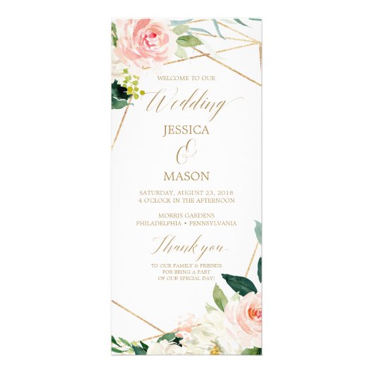 Gold Blush Wedding Program - Ceremony Program Reclamekaart (Voorkant)