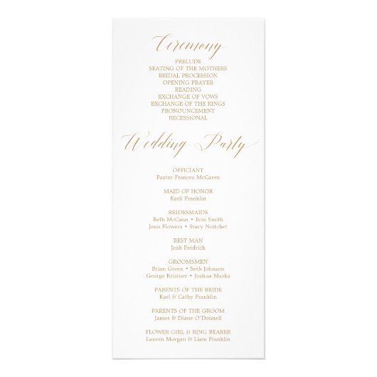 Gold Blush Wedding Program - Ceremony Program Reclamekaart (Achterkant)