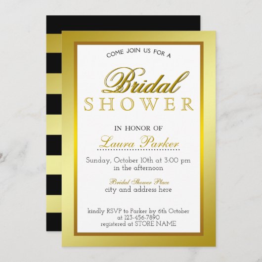 Gold Boarder Vrijgezellenfeest Striped Glitter Cla Kaart (Voorkant / Achterkant)