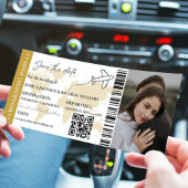 Gold Boarding pass bruiloft opslaan van de datum t Kaart