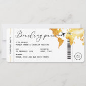 Gold boarding Pass Destination Wedding QR code Kaart (Voorkant)