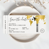 GOLD Boarding Pass Reizen Save the Date Bruiloft Kaart