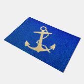 Gold Boat Anchor op blauw Deurmat (Schuin)