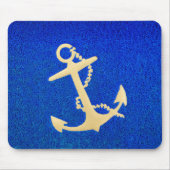 Gold Boat Anchor op blauw Muismat (Voorkant)