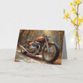 Gold Bobber Motorcycle Kaart - Bos Achtergrond (Gele Bloem)