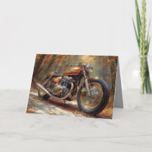 Gold Bobber Motorcycle Kaart - Bos Achtergrond