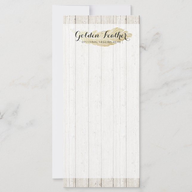 Gold Bohemian Feather op Rustige houten planken (Voorkant)