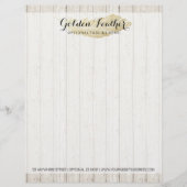 Gold Bohemian Feather op Rustige houten planken Briefhoofd Sjabloon (Voorkant)