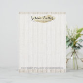 Gold Bohemian Feather op Rustige houten planken Briefhoofd Sjabloon (Staand voorkant)