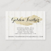 Gold Bohemian Feather op Rustige houten planken Visitekaartje (Achterkant)