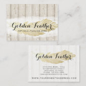 Gold Bohemian Feather op Rustige houten planken Visitekaartje (Voorkant / Achterkant)