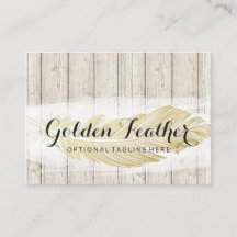 Gold Bohemian Feather op Rustige houten planken