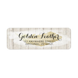 Gold Bohemian Feather Rustic Return Address Etiket