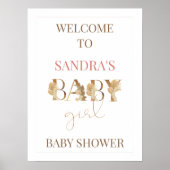 Gold Boho Baby Girl Welkomstteken Baby shower Poster (Voorkant)