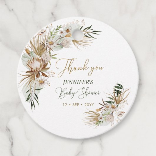 Gold Boho/Bohemen Baby shower Dank u wel Bedankjes Labels (Voorkant)