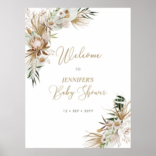 Gold Boho/Bohemen Baby shower Welkom Poster (Voorkant)