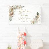 Gold Boho/Bohemen Baby shower Welkomstbanner Spandoek (Insitu)