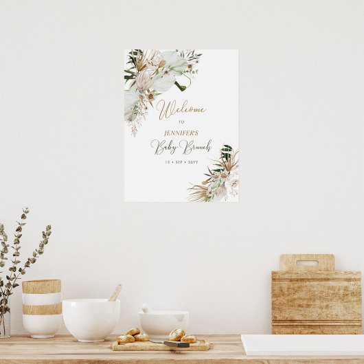Gold Boho/Bohemian Baby Brunch Welkom Poster (Keuken)