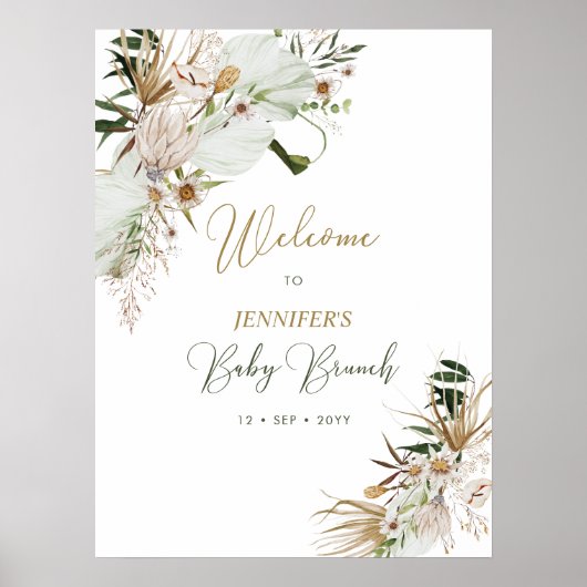 Gold Boho/Bohemian Baby Brunch Welkom Poster (Voorkant)