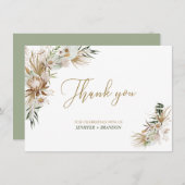 Gold Boho/Bohemian Wedding Favor Dank je wel Bedankkaart (Voorkant / Achterkant)