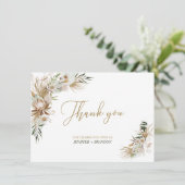 Gold Boho/Bohemian Wedding Favor Dank je wel Bedankkaart (Staand voorkant)